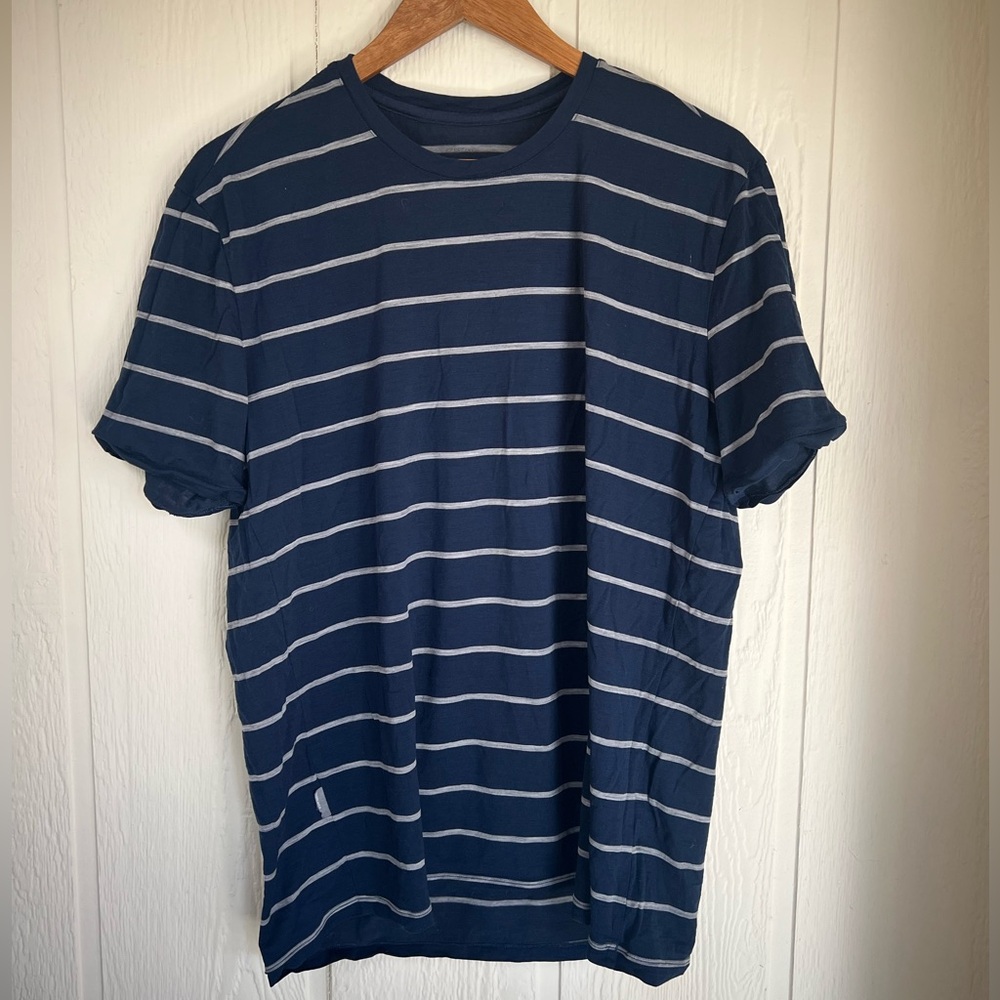 Icebreaker Merino Striped Navy Blue T-Shirt